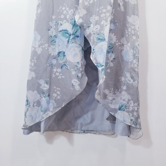 David's Bridal Floral Print Bridesmaid Dress Strapless High Low - Picture 4 of 11